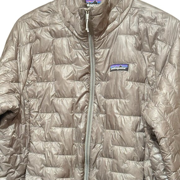Patagonia Micro Puff Silver Gray Water Resistant Down Jacket Womens Size Large - Picture 3 of 11